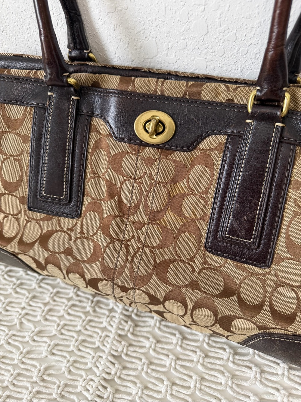 Coach Vintage Hamptons Signature Canvas Large Carryall Tote Bag in Brown Tan - Picture 9 of 9